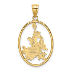 14K Enamel Yellow Butterfly in Oval Red Flower Charm