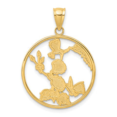 14K w/ Enamel Hummingbirds and Flowers In Circle Charm