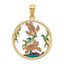 Enamel Sea Turtles Circle Charm in 14K Yellow Gold, 30mm - Sophia Jewelers