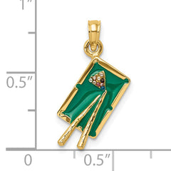 14K W/ Green Enamel 3-D Pool Table Charm