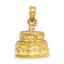 14K 3-D HAPPY ANNIVERSARY Cake w/Yellow Frosting Charm