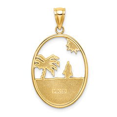 14K Enamel Dolphin Jumping In Beach Scene Charm