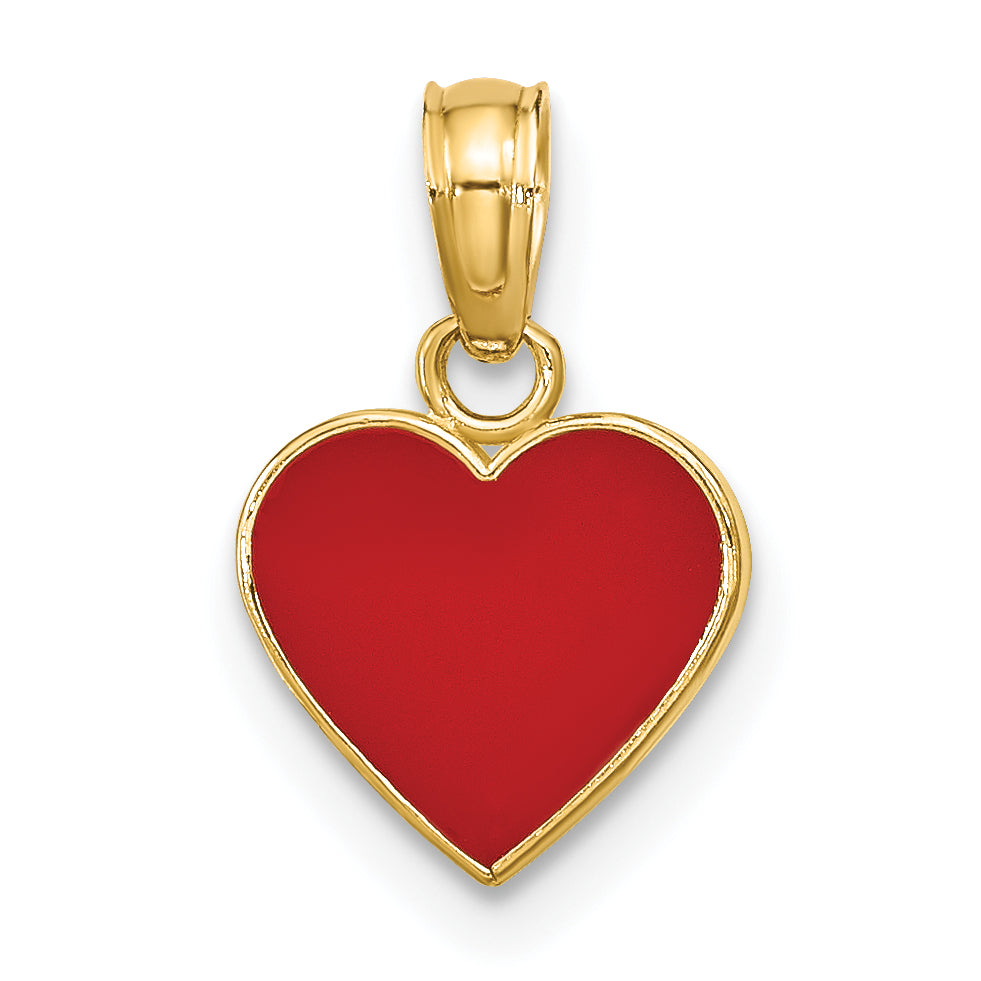14K Polished Enameled Heart Pendant