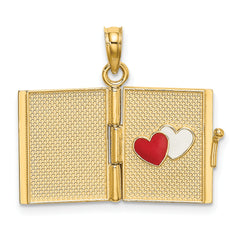 14K Enameled 3D Moveable MY LOVE STORY Book Pendant