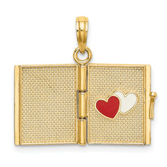 14K Enameled 3D Moveable MY LOVE STORY Book Pendant