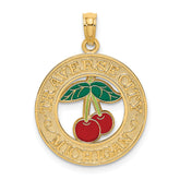14K TRAVERSE CITY MI Enamel Cherry Charm