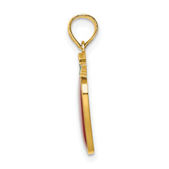 14K Enamel Red Delicious Apple W/Stem and Leaf Charm