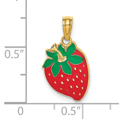 14K W/ Enamel Strawberry With Leaf Charm