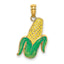 Enameled Corn Charm in 14K Yellow Gold, 17mm - Sophia Jewelers