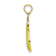 14K W/ Enamel Pear With Stem and Leaf Charm
