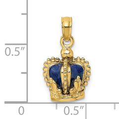 14K 3-D w/ Blue Enamel Inside Crown Charm