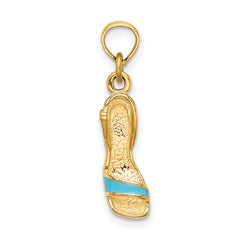 14K 3-D Aqua Enamel Open Toe High Heel Charm