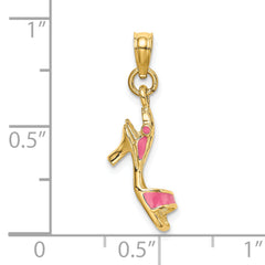 14K 3-D Pink Enamel Open Toe High Heel Charm