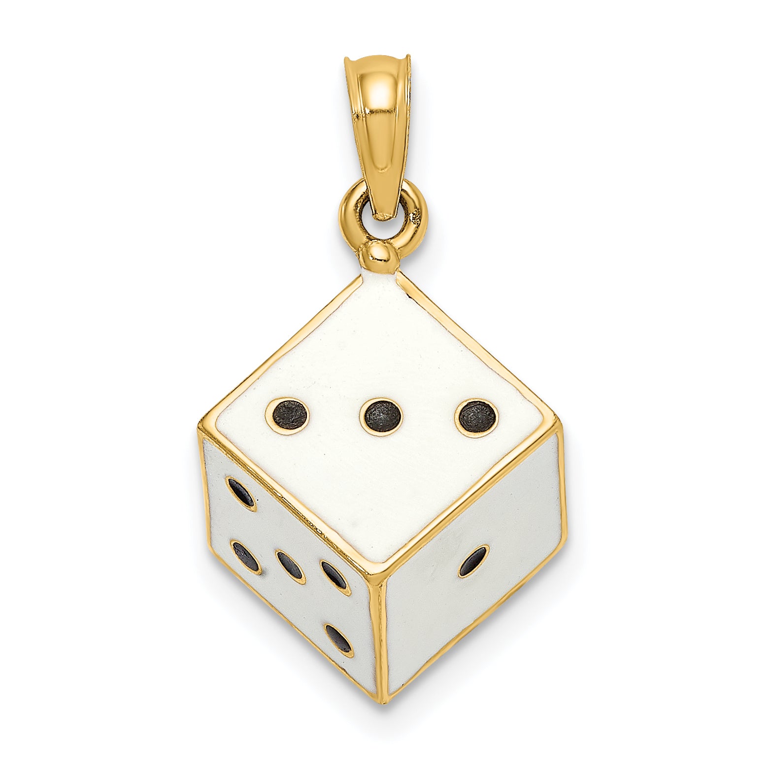 14K 3-D Enamel Dice Charm