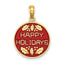 Enameled Happy Holidays Holly Disc Charm in 14K Yellow Gold, 21mm - Sophia Jewelers