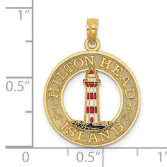 14K HILTON HEAD Enamel Lighthouse Circle Charm
