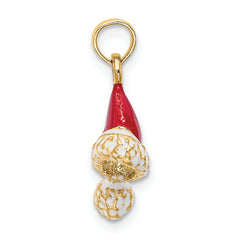 14K 3-D w/ Red and White Enamel Santa Hat Charm