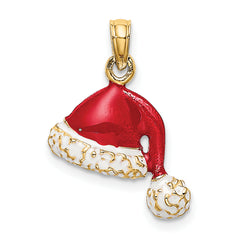 14K 3-D w/ Red and White Enamel Santa Hat Charm