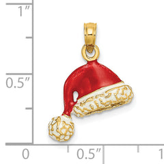 14K 3-D w/ Red and White Enamel Santa Hat Charm
