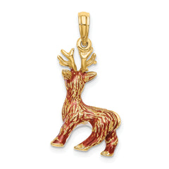 14K 3-D Enamel Red Nosed Reindeer Charm