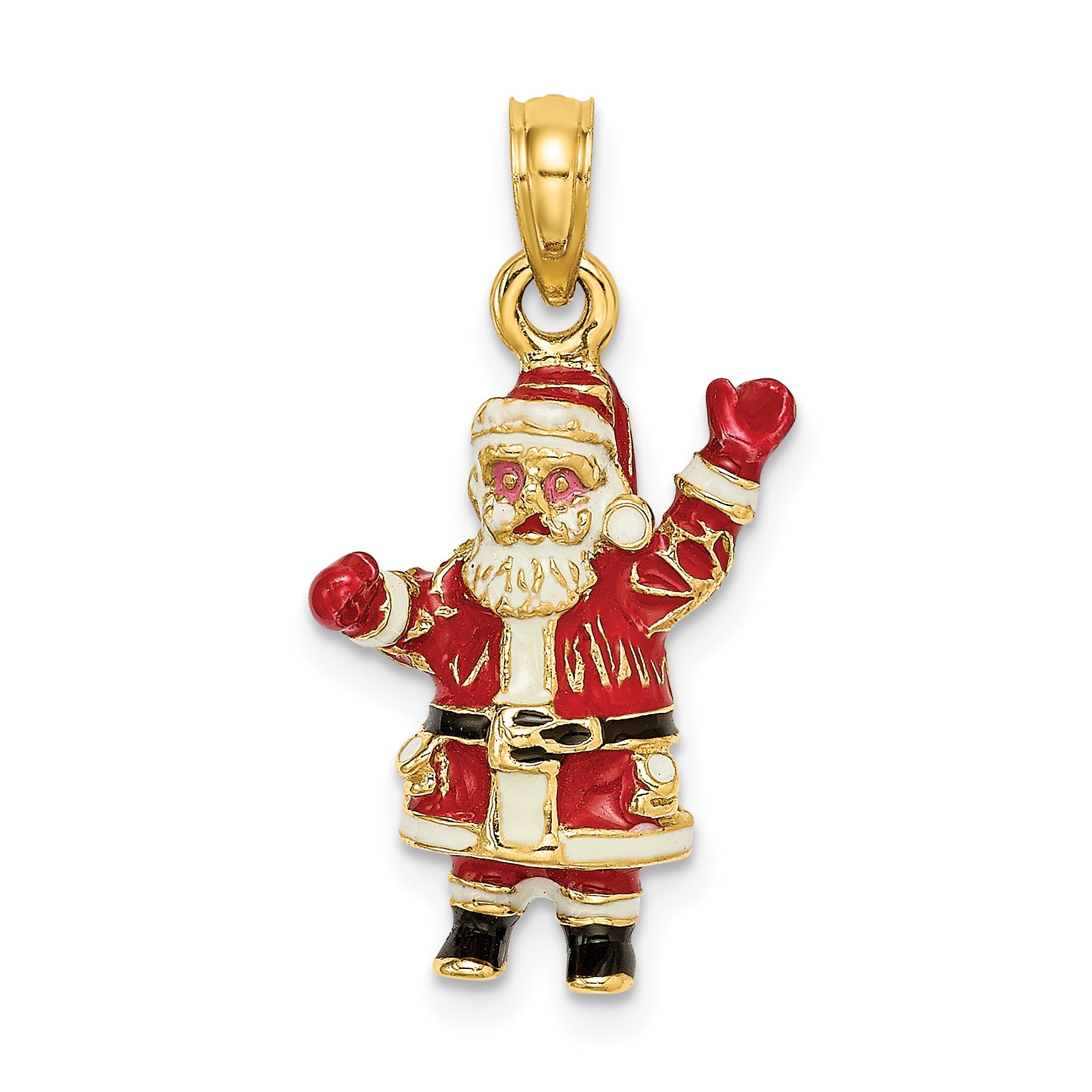 14K 3-D Enamel Santa Charm