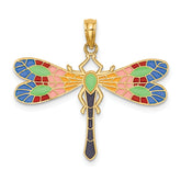 14K Multi Color Enamel Dragonfly Charm