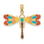 14K Multi Color Enamel Dragonfly Charm