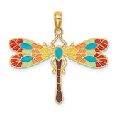 14K Multi Color Enamel Dragonfly Charm