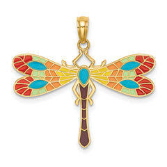 14K Multi Color Enamel Dragonfly Charm
