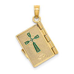 14K 3-D Moveable Enameled AN IRISH PRAYER Book w/Clover Charm