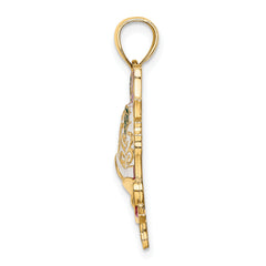 14K Enamel Holiday Bells and Holly Charm