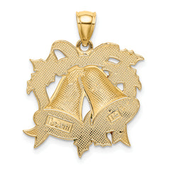 14K Enamel Holiday Bells and Holly Charm