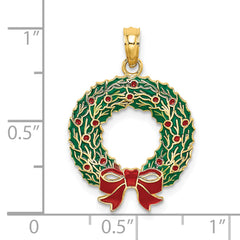 14K Enamel CHRISTMAS WREATH Charm