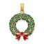 Enameled Christmas Wreath Charm in 14K Yellow Gold, 24mm - Sophia Jewelers