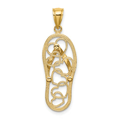 14K Multi Heart Flip-Flop w/ White Enamel Charm