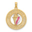 Enamel Conch Shell Circle Charm in 14K Yellow Gold, 25mm - Sophia Jewelers