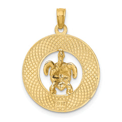 14K w/ Enamel Turtle SARASOTA Circle Charm