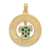 14K w/ Enamel Turtle SARASOTA Circle Charm