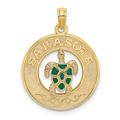 14K w/ Enamel Turtle SARASOTA Circle Charm