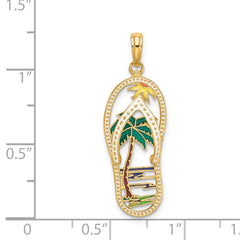 14K Enamel Palm Tree Flip-Flop Charm