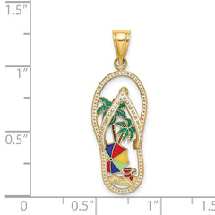 14K Enamel Palm Tree Beach Scene Flip-Flop Charm