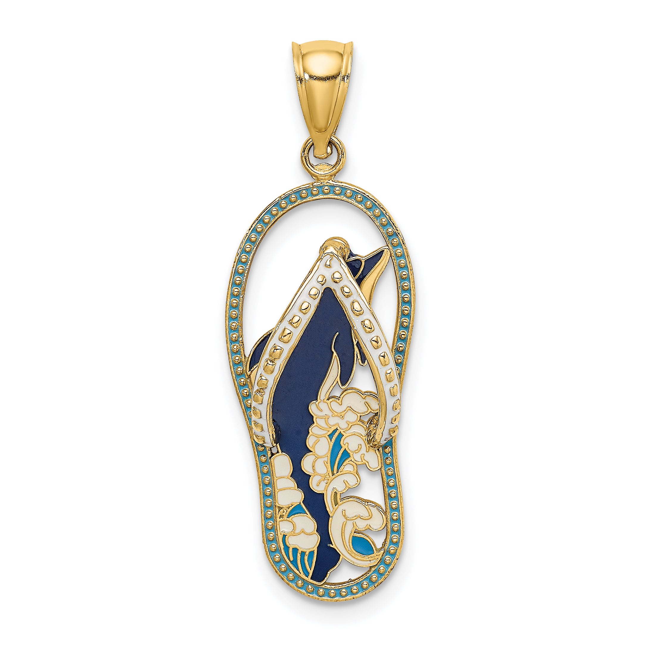 14K Enamel Dolphin Flip-Flop Charm