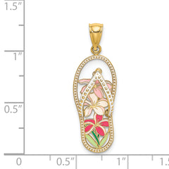14K Multi Color Enamel Flower Flip-Flop Charm