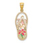 Multi-Color Enamel Flower Flip-Flop Charm in 14K Yellow Gold, 43mm - Sophia Jewelers