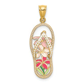 14K Multi Color Enamel Flower Flip-Flop Charm