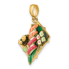 14K 3-D Sushi Plate w/Enamel Charm