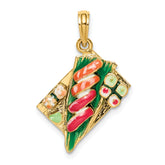 14K 3-D Sushi Plate w/Enamel Charm