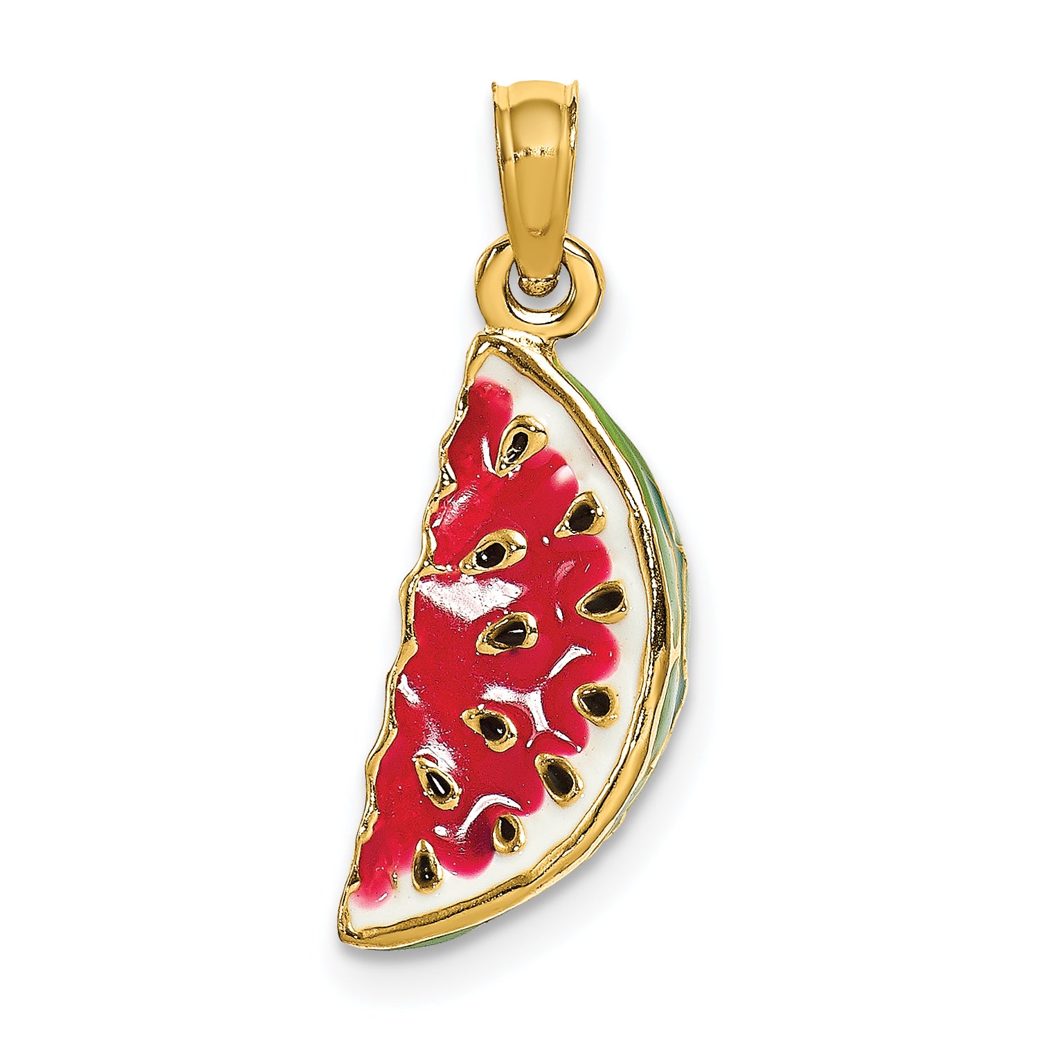 14K w/ Enamel 3-D Watermellon Charm