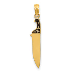 14K W/ Black Enamel 3-D Butcher Knife Charm