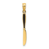 14K W/ Black Enamel 3-D Table Knife Charm